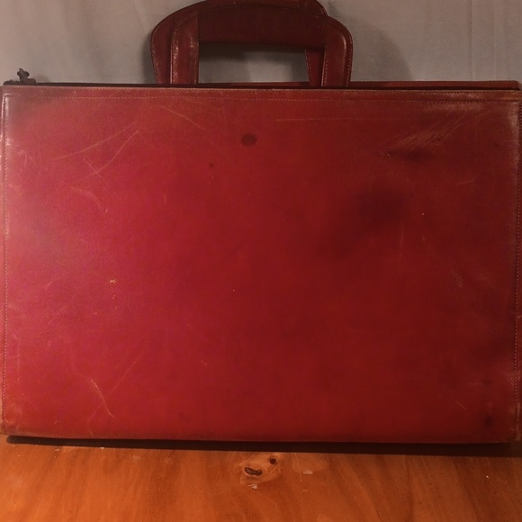 Hartman By Sharif Vintage Elegant Red Leather Briefcase - Picture 10 of 14